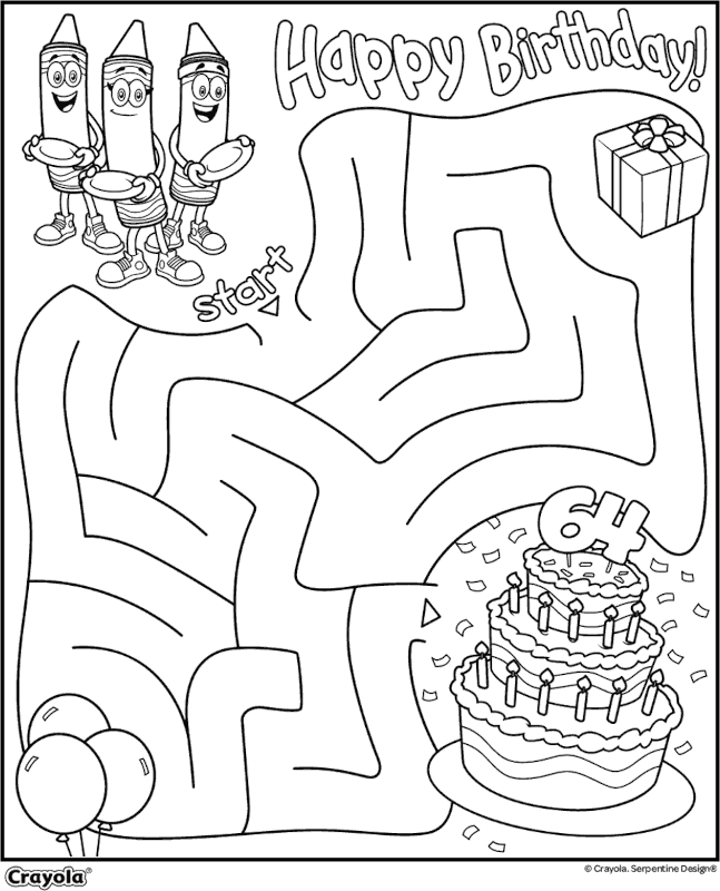 64 Count Crayon Birthday Maze