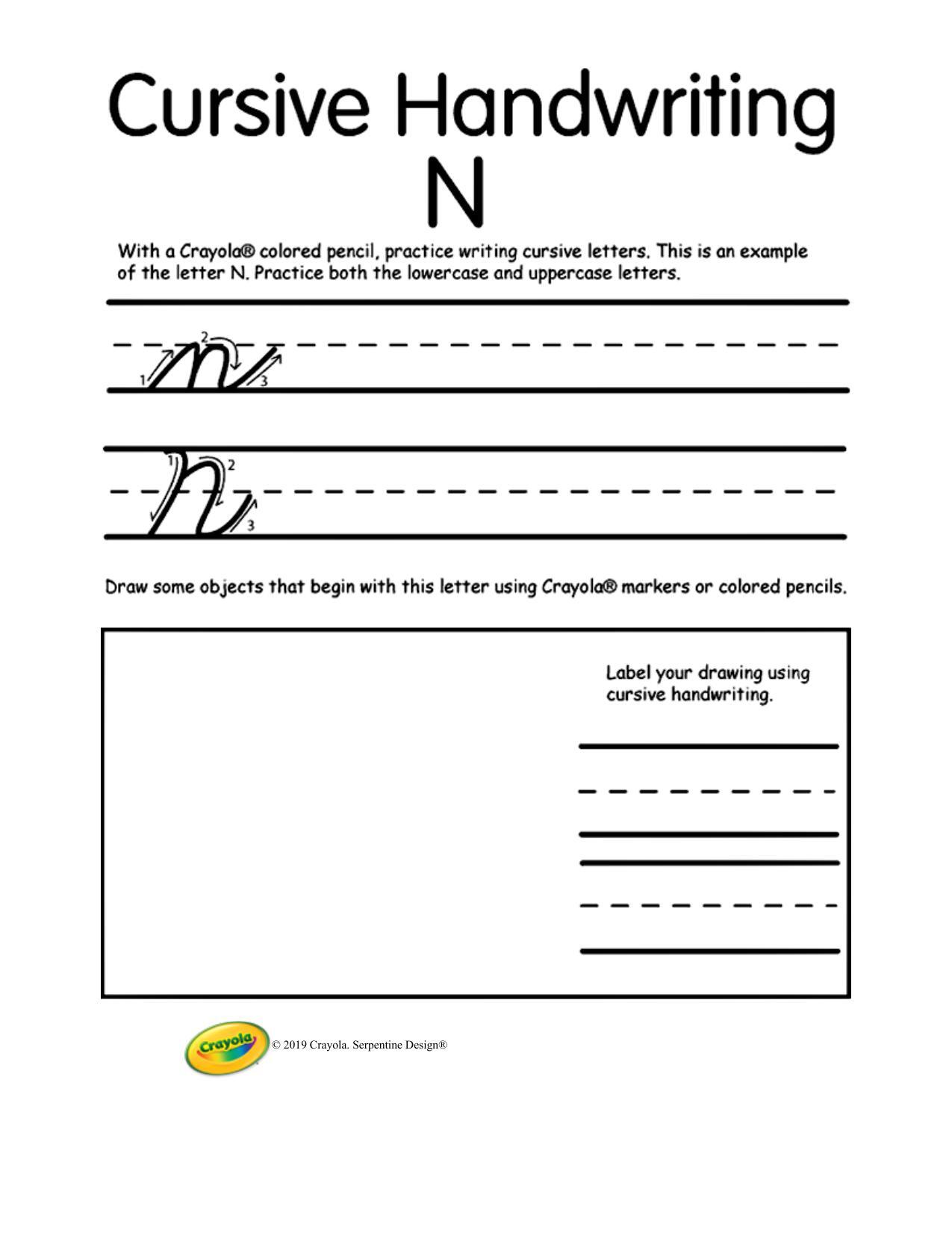 Writing Cursive N