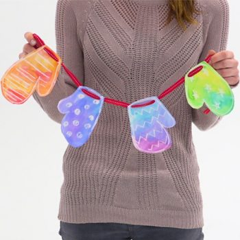 Watercolour Resist Mitten Garland