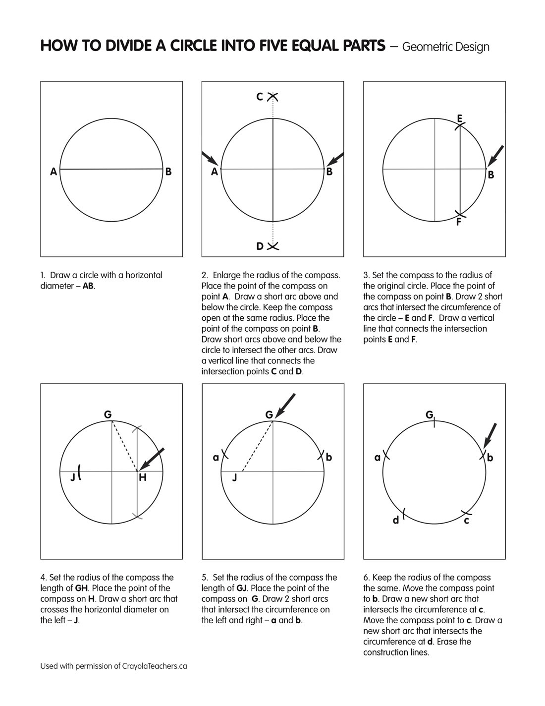 How to Divide a Circle into 5 Equal Parts